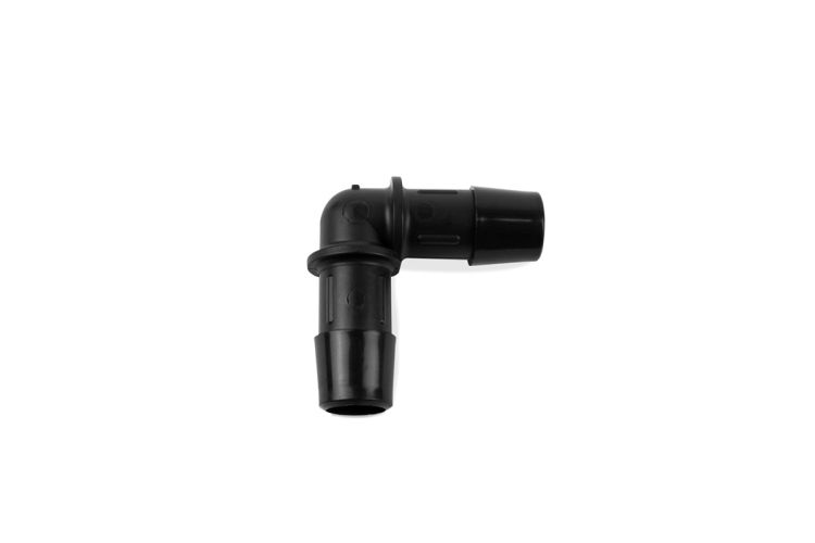 Raceflux 90 Degree Elbow 1/2 Hose Barb Fitting, Plastic